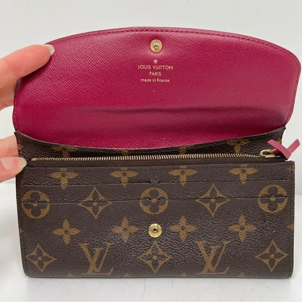 Louis Vuitton Brown Monogram Canvas Red Emilie Wallet